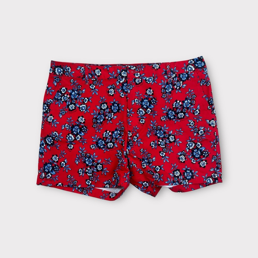 Tommy Hilfiger Women’s Size 14 Red Floral Classic Stretch Shorts 5” Inseam